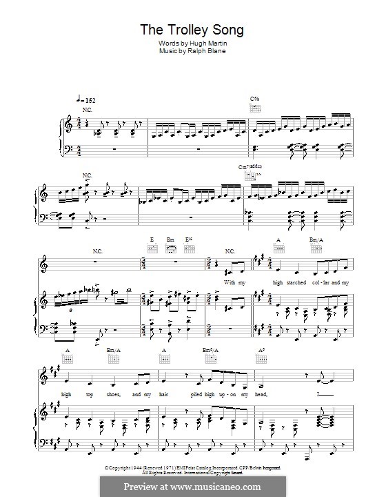 The Trolley Song (from Meet Me in St. Louis): Для голоса и фортепиано или гитары (Judy Garland) by Hugh Martin, Ralph Blane