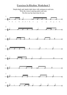 Exercises in Rhythm: Worksheet No.5 by Yvonne Johnson