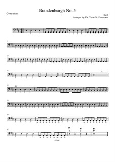 Бранденбургский концерт No.5 ре мажор, BWV 1050: For elementary to middle school age string youth orchestras – contrabass part by Иоганн Себастьян Бах