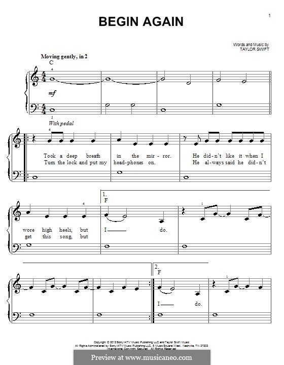 Begin Again: Для фортепиано by Taylor Swift