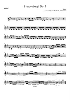 Бранденбургский концерт No.5 ре мажор, BWV 1050: For elementary to middle school age string youth orchestras – violin III part by Иоганн Себастьян Бах