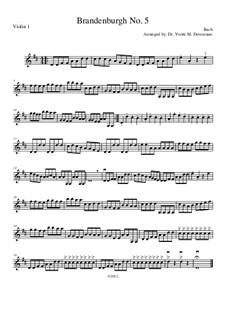 Бранденбургский концерт No.5 ре мажор, BWV 1050: For elementary to middle school age string youth orchestras – violin I part by Иоганн Себастьян Бах