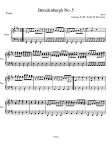 Бранденбургский концерт No.5 ре мажор, BWV 1050: For elementary to middle school age string youth orchestras – rehearsal piano part by Иоганн Себастьян Бах
