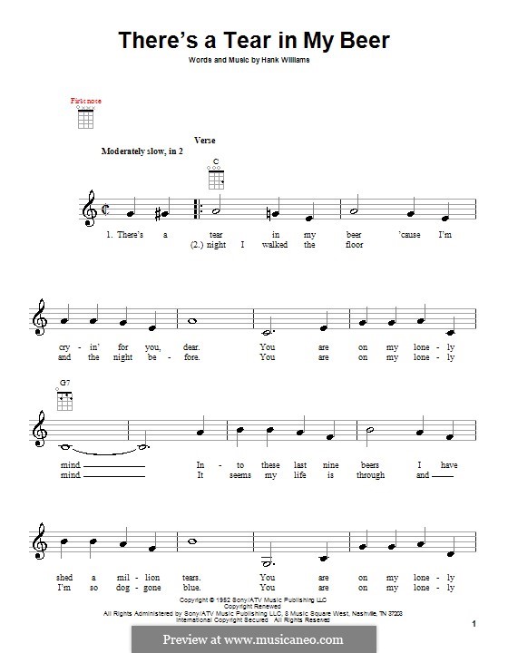 There's a Tear in My Beer: Для укулеле by Hank Williams