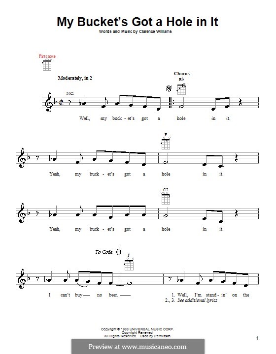 C. Williams My Bucket's Got a Hole in it (Hank Williams) ноты на MusicaNeo
