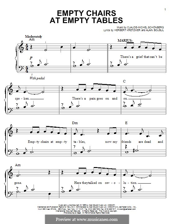 Empty Chairs at Empty Tables: Для фортепиано by Claude-Michel Schönberg