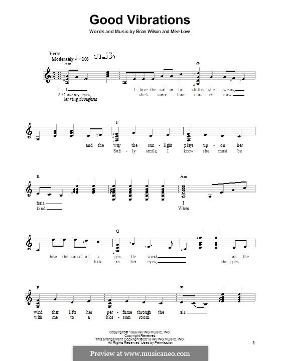 Good Vibrations (The Beach Boys): Для гитары с табулатурой by Brian Wilson, Mike Love