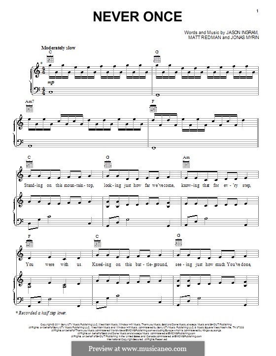 Never Once: Для голоса и фортепиано (или гитары) by Jason David Ingram, Jonas Myrin, Matt Redman