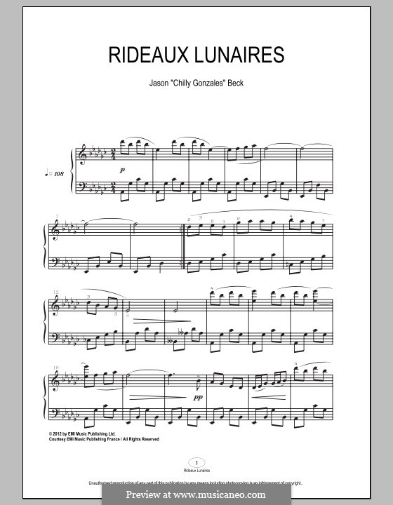 Rideaux Lunaires (Chilly Gonzales): Для фортепиано by Jason Beck