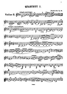 Струнный квартет No.1 ми-бемоль мажор, Op.12: Партия II скрипки by Феликс Мендельсон-Бартольди