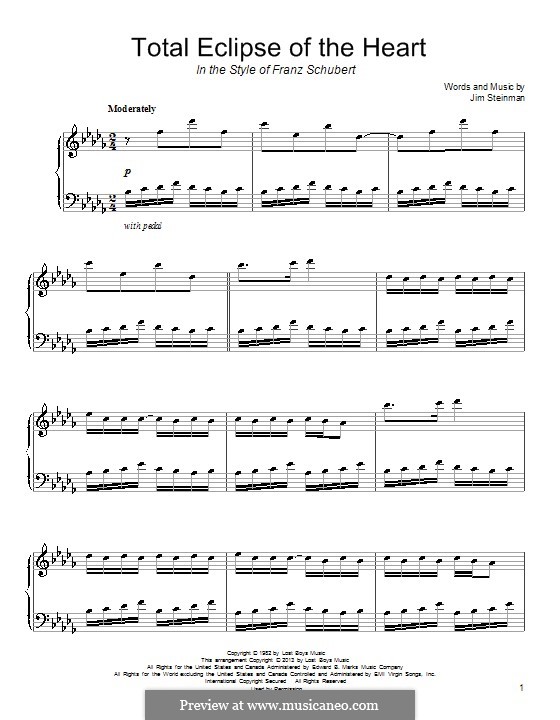Total Eclipse of the Heart (Bonnie Tyler): Для фортепиано by Jim Steinman