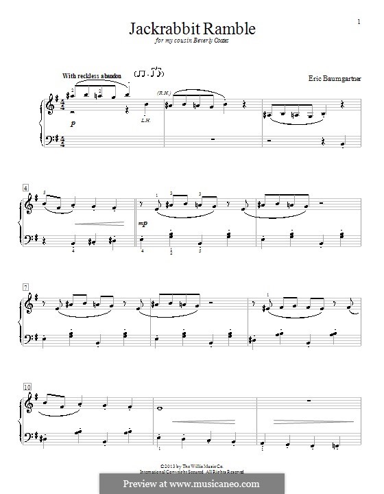 Jackrabbit Ramble: Для фортепиано by Eric Baumgartner