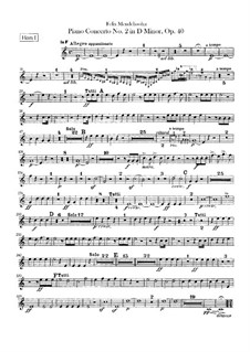 Концерт для фортепиано с оркестром No.2 ре минор, Op.40: Партии валторн by Феликс Мендельсон-Бартольди