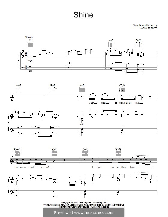 Shine (John Legend): Для голоса и фортепиано (или гитары) by John Stephens