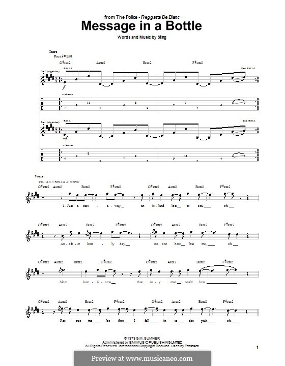 Message in a Bottle (The Police): Для гитары с табулатурой by Sting
