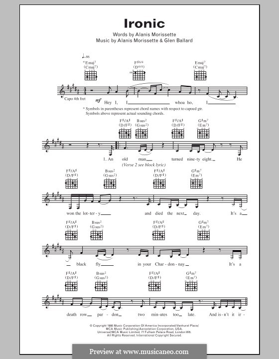 A. Morissette, G. Ballard Ironic (from Jagged Little Pill The Musical