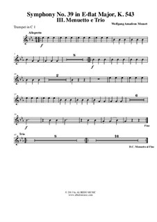 Симфония No.39 ми-бемоль мажор, K.543: Movement III - Trumpet in C 1 (Transposed Part) by Вольфганг Амадей Моцарт