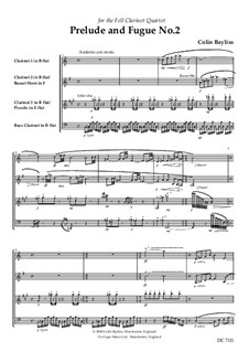 Prelude and Fugue No.2 for clarinet quartet, B152: Prelude and Fugue No.2 for clarinet quartet by Colin Bayliss