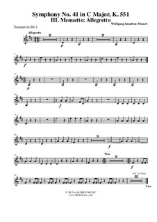 Симфония No.41 до мажор 'Юпитер', K.551: Movement III – trumpet in Bb II (transposed part) by Вольфганг Амадей Моцарт