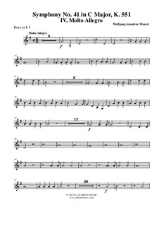 Симфония No.41 до мажор 'Юпитер', K.551: Movement IV – french horn I (transposed part) by Вольфганг Амадей Моцарт