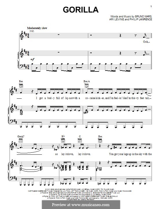 Gorilla: Для голоса и фортепиано (или гитары) by Ari Levine, Bruno Mars, Philip Lawrence