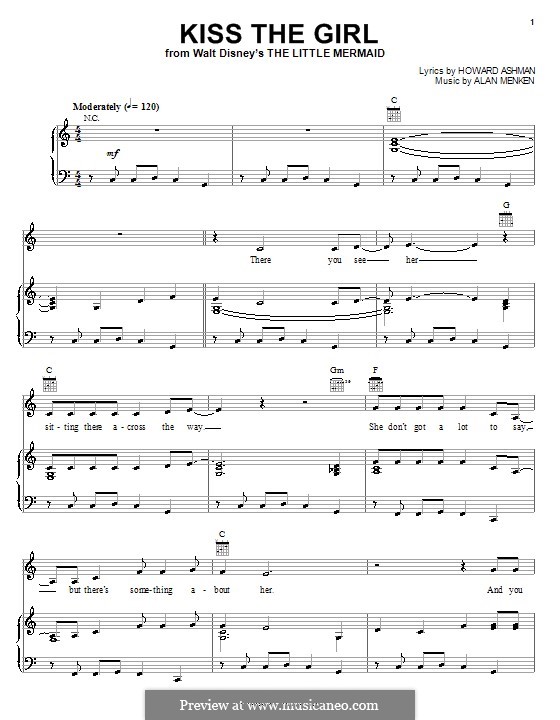 Kiss the Girl (from The Little Mermaid): Для голоса и фортепиано (или гитары) by Alan Menken