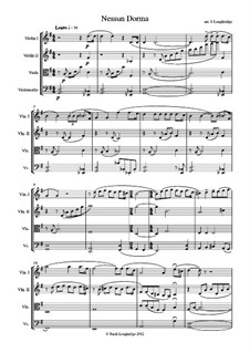 Turandot: Nessun dorma, for string quartet by Джакомо Пуччини