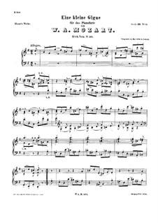 Маленькая жига соль мажор, K.574: Для фортепиано by Вольфганг Амадей Моцарт