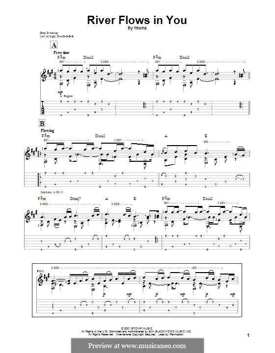 River Flows in You: Для гитары с табулатурой by Yiruma