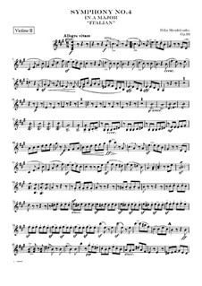 Симфония No.4 ля мажор 'Итальянская', Op.90: Партия второй скрипки by Феликс Мендельсон-Бартольди