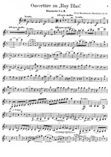 Рюи Блаз, Op.95: Партия I кларнета by Феликс Мендельсон-Бартольди