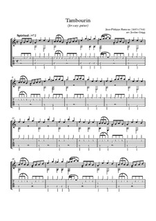Тамбурин ми минор: Для гитары (легкий уровень) by Жан-Филипп Рамо