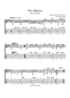 Two Minuets: Для гитары (легкий уровень) by Жак Обер