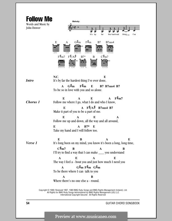 Follow Me: Текст и аккорды by John Denver