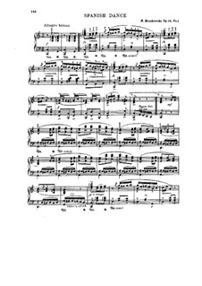 Пять испанских танцев, Op.12: Танец No.1, для фортепиано by Мориц Мошковский