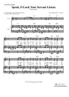 Speak, O Lord, Your Servant Listens: Piano-vocal score (with chords) by Иоганн Шоп
