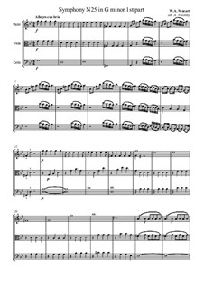 Симфония No.25 соль минор, K.183: Movement I. Arrangement for string trio – parts by Вольфганг Амадей Моцарт