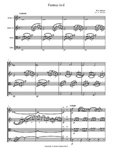 Фантазия для фортепиано No.3 ре минор, K.397: Версия для струнного квартета – партии by Вольфганг Амадей Моцарт