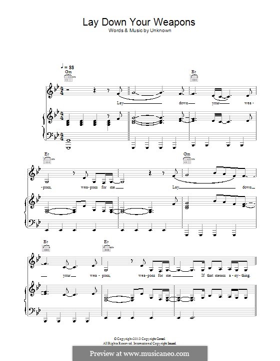 Lay Down Your Weapons (K.Koke feat. Rita Ora): Для голоса и фортепиано (или гитары) by Unknown