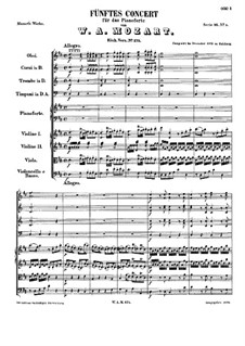 Концерт для фортепиано с оркестром No.5 ре мажор, K.175: Партитура by Вольфганг Амадей Моцарт