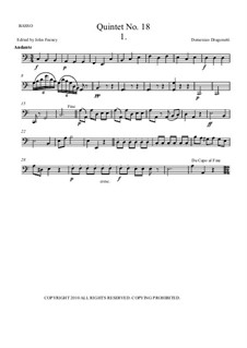 Quintet No.18 for Double Bass, Violin, Two Violas and Basso: Партия виолончели by Доменико Драгонетти