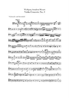 Концерт для скрипки с оркестром No.3 соль мажор, K.216: Партия виолончели и контрабаса by Вольфганг Амадей Моцарт