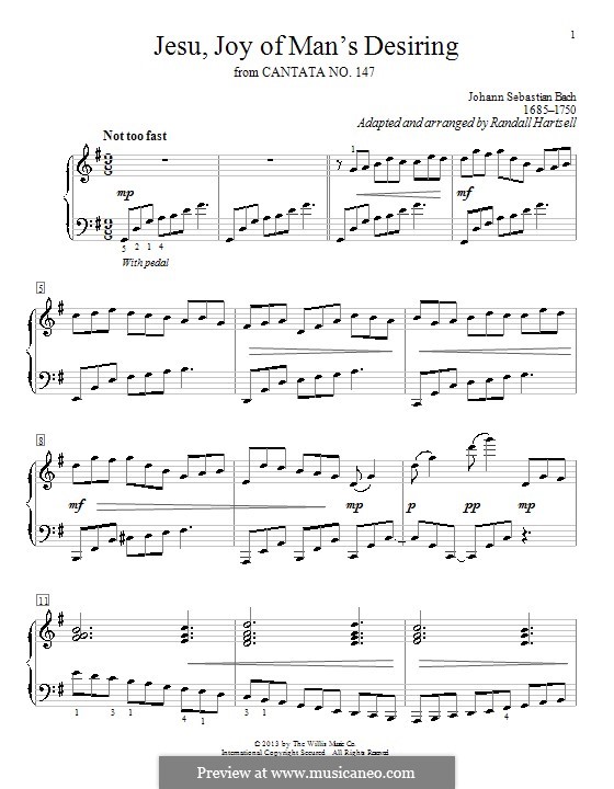 Jesu, Joy of Man's Desiring, for Piano: Для одного исполнителя by Иоганн Себастьян Бах