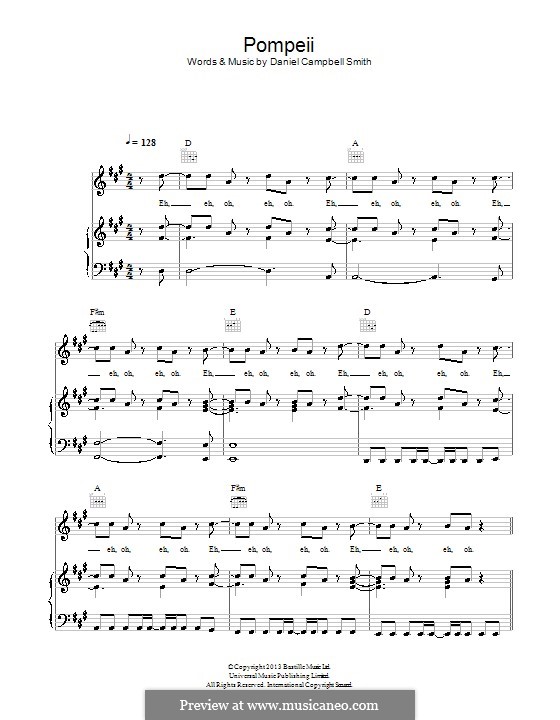 Pompeii (Bastille): Для голоса и фортепиано (или гитары) by Daniel Campbell Smith