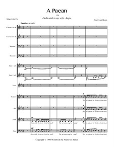 A Paean for tenor, mixed choir, two clarinets, two bassoons and two horns: A Paean for tenor, mixed choir, two clarinets, two bassoons and two horns by André van Haren