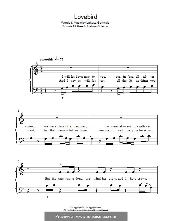 Lovebird (Leona Lewis): Для фортепиано by Bonnie McKee, Joshua Coleman, Lukas Gottwald