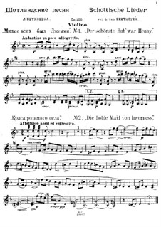 Двадцать пять шотландских песен, Op.108: No.5, 8, 20, 24 – Партия скрипки by Людвиг ван Бетховен
