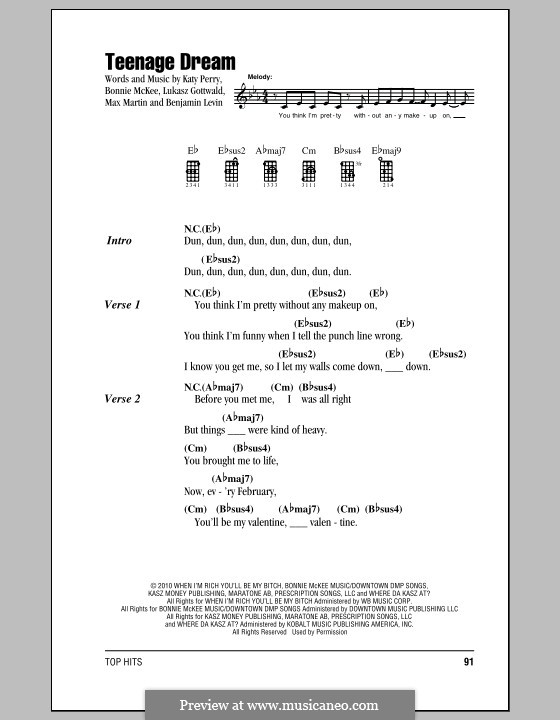 Teenage Dream: Для укулеле by Benjamin Levin, Bonnie McKee, Katy Perry, Lukas Gottwald, Max Martin