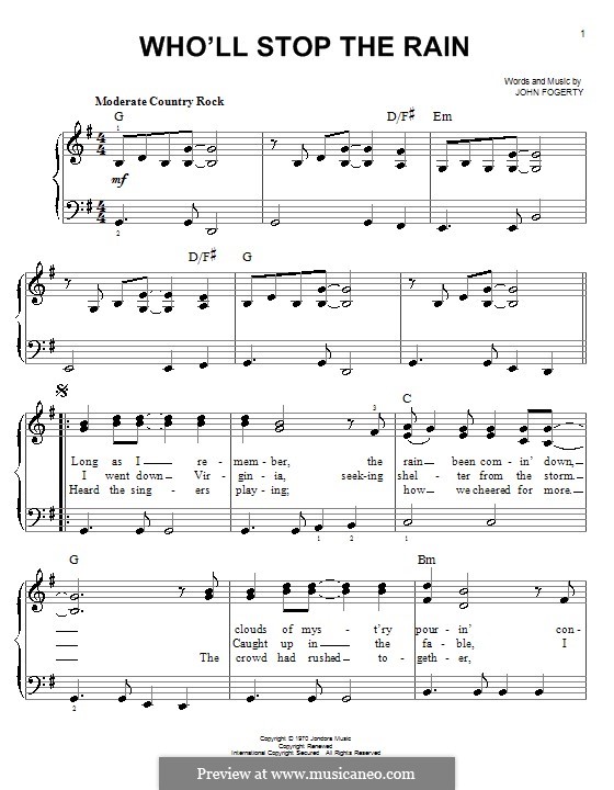 Creedence rain. Who stop the Rain Creedence Clearwater Revival. CCR who'll stop the Rain Ноты. Rain Ноты. Who'll stop the Rain Ноты для фортепиано.