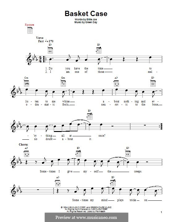 Basket Case (Green Day): Для укулеле by Billie Joe Armstrong, Tré Cool, Michael Pritchard